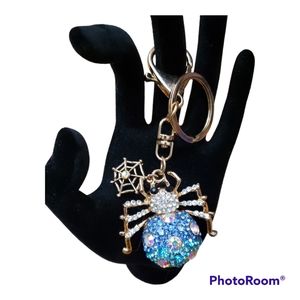 Cute Spider w/ Separate Web key chain/Clip Holder NWOT